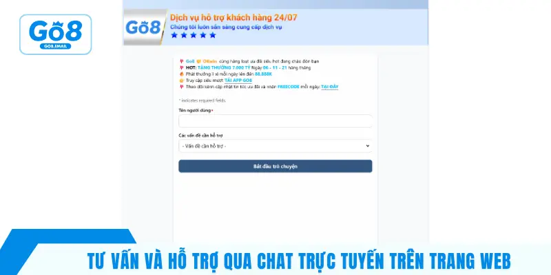 Tư vấn và hỗ trợ qua chat trực tuyến trên trang web